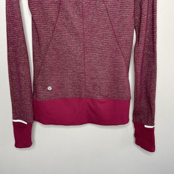 LULULEMON Runderful 1/2-Zip Womens 4 Mini Check Red Berry Rumble Running - Picture 13 of 14